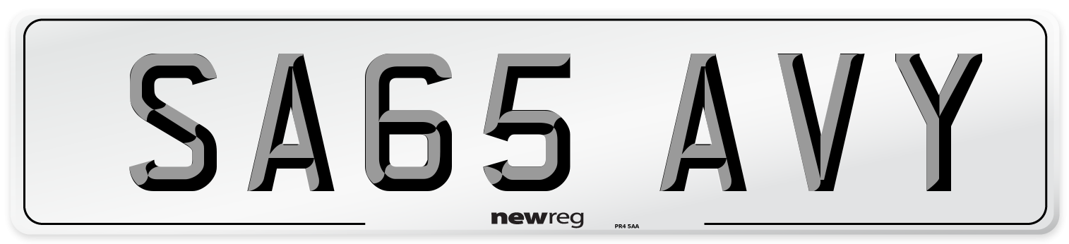 SA65 AVY Number Plate from New Reg